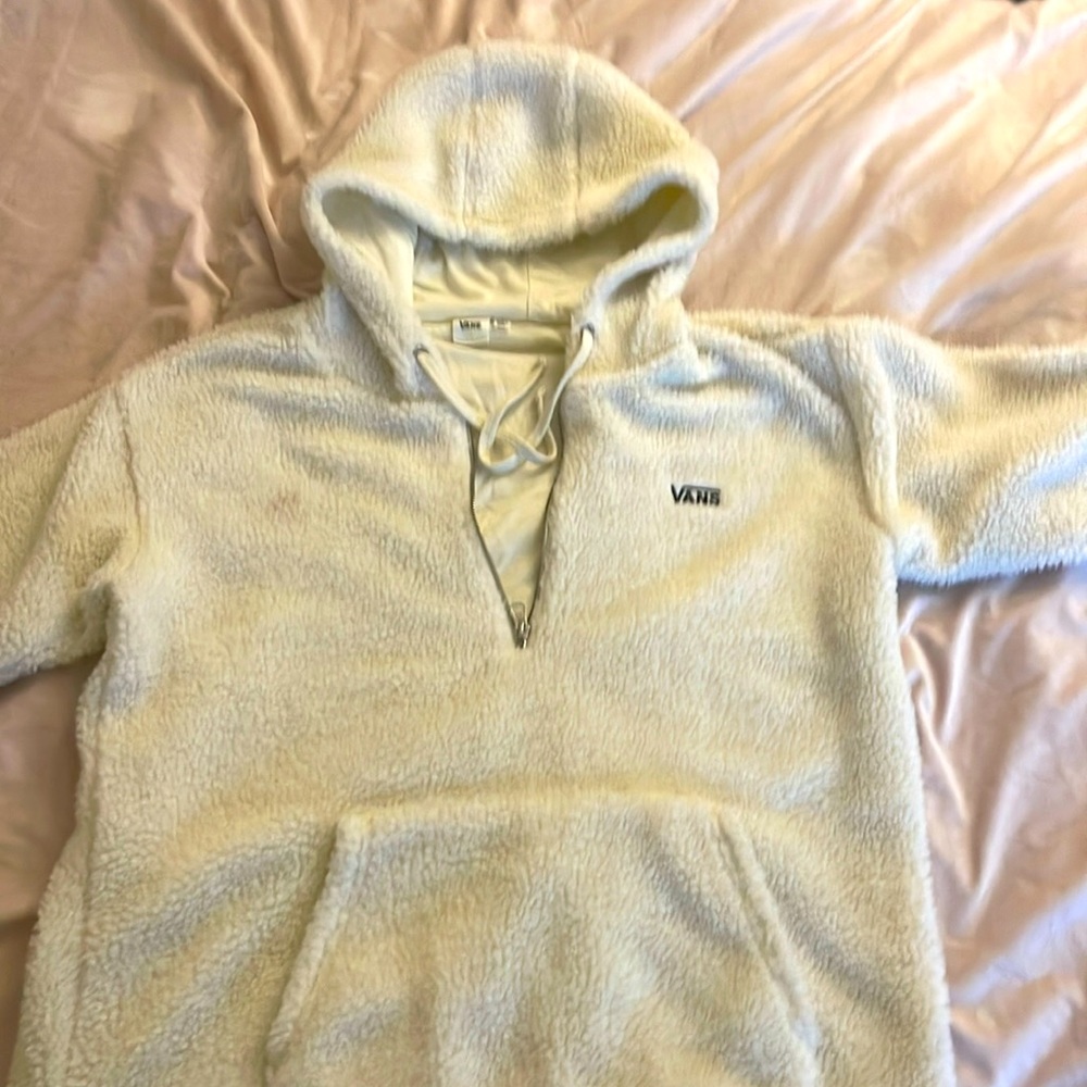 fluffy vans half zip sherpa